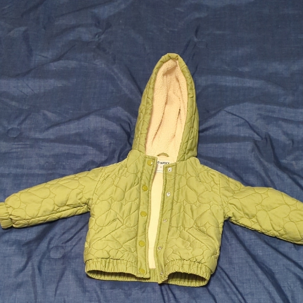 3T Old Navy Quilted Green Hooded Jacket